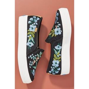 Keds Black Floral Embroidered Sneakers